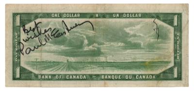 Lot #596 Beatles: Paul McCartney Signed Canadian Dollar Bill - Obtained in Kansas City (1964)