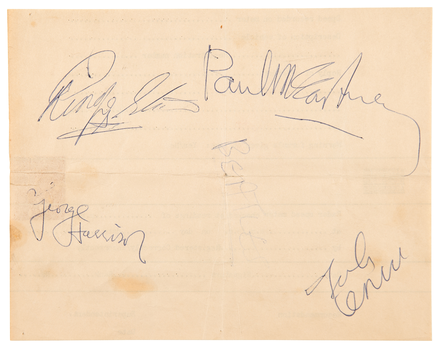 Lot #590 Beatles Signatures - Obtained at City Hall in Newcastle upon Tyne (November 23, 1963) - Image 1