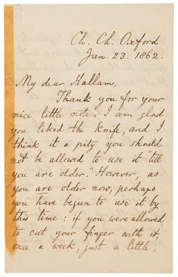 Lot #518 Charles L. Dodgson Autograph Letter Signed to Tennyson's Son