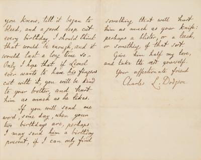 Lot #518 Charles L. Dodgson Autograph Letter Signed to Tennyson's Son - Image 2