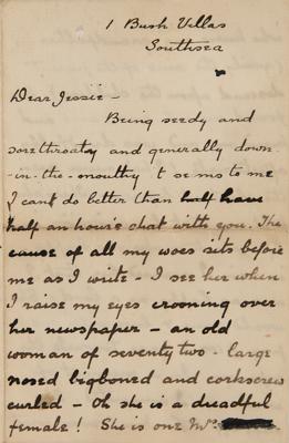 Lot #520 Arthur Conan Doyle Autograph Letter Signed on an Unwelcome Lodger: She is the most selfish, stingy, self-opinionated, dissatisfied creature that ever lived