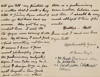Lot #520 Arthur Conan Doyle Autograph Letter Signed on an Unwelcome Lodger: "She is the most selfish, stingy, self-opinionated, dissatisfied creature that ever lived" - Image 5