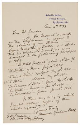 Lot #143 Alexander Graham Bell Autograph Letter Signed on the Invention of the Telephone