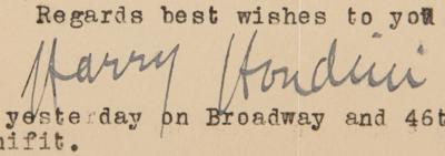 Lot #819 Harry Houdini Typed Letter Signed on Rabbit Magic Trick - Image 2