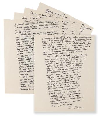 Lot #534 Henry Miller (4) Autograph Manuscripts Signed on Friends and Influences - Image 2