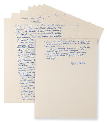Lot #534 Henry Miller (4) Autograph Manuscripts Signed on Friends and Influences - Image 4