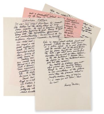 Lot #534 Henry Miller (4) Autograph Manuscripts Signed on Friends and Influences - Image 5