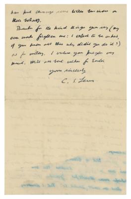 Lot #530 C. S. Lewis Autograph Letter Signed on a Heroic Dog - Image 2