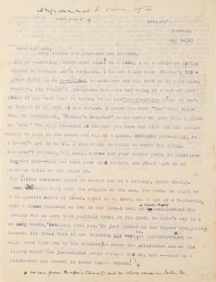 Lot #526 Rudyard Kipling Hand-Corrected Typed Letter Signed Proposing a Literary Trilogy - Image 1