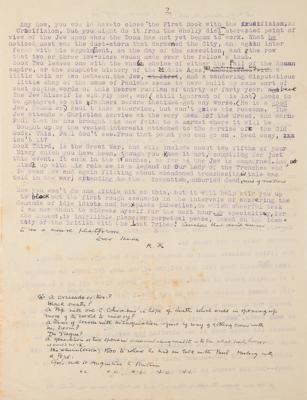 Lot #526 Rudyard Kipling Hand-Corrected Typed Letter Signed Proposing a Literary Trilogy - Image 2