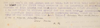 Lot #526 Rudyard Kipling Hand-Corrected Typed Letter Signed Proposing a Literary Trilogy - Image 3