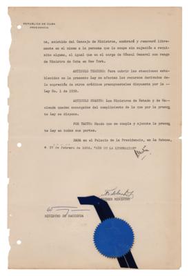 Lot #123 Fidel Castro Document Signed for Miami Consul (1959) - Image 1