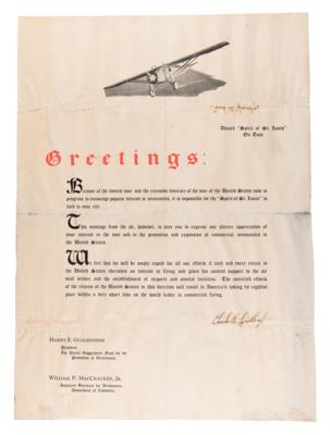 Lot #362 Charles Lindbergh Signed Poster Dropped from the Spirit of St. Louis - Image 1