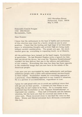 Lot #957 John Wayne Typed Letter Signed to Ronald Reagan - Image 2