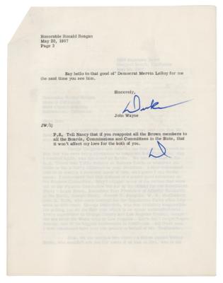 Lot #91 Ronald Reagan and John Wayne Autograph/Typed Letters Signed on Horse Racing Board Appointee - Image 9