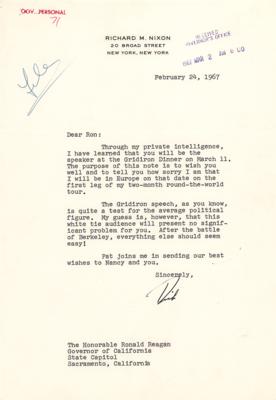 Lot #83 Richard Nixon Typed Letter Signed to Ronald Reagan on Gridiron Dinner - Image 1