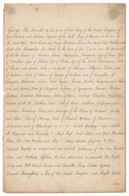 Lot #131 King George IV Letter Signed to Tsar Alexander I Announcing a New Diplomat - Image 2