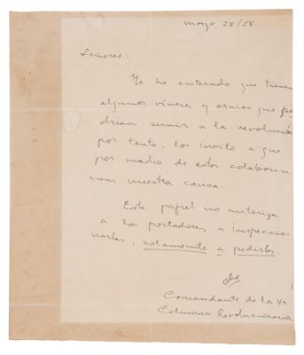 Lot #127 Che Guevara Autograph Letter Signed on Food and Arms for Cuban Revolution - Image 2