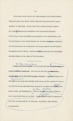 Lot #32 Dwight D. Eisenhower Hand-Corrected Speech as President for Nixon's Candidacy - Image 3