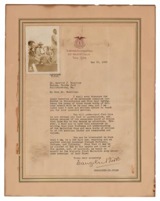 Lot #175 Evangeline Booth Typed Letter Signed on "the historic first Salvation Army motorcade campaign" - Image 1