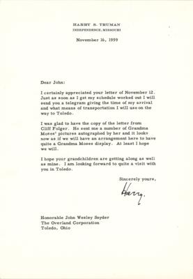 Lot #96 Harry S. Truman Typed Letter Signed - Image 1