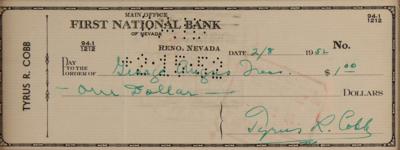 Lot #967 Ty Cobb Signed Check - Image 2