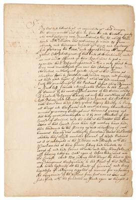 Lot #125 Oliver Cromwell Letter Signed on Dissolving Parliament Amidst Royalist Plot - Image 2