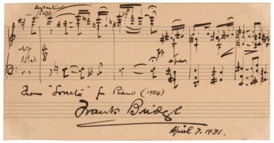 Lot #615 Frank Bridge Autograph Musical Quotation