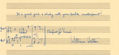 Lot #676 William Walton Autograph Musical Quotation Signed - Image 1