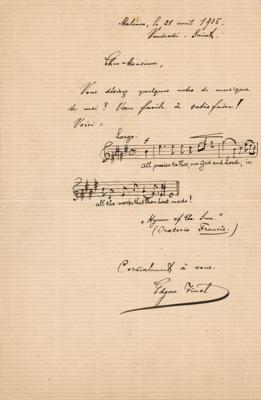 Lot #673 Edgar Tinel Autograph Musical Quotation Signed - Image 1