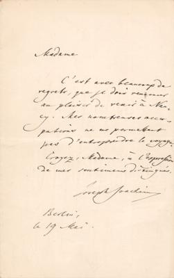 Lot #642 Joseph Joachim Autograph Letter Signed - Image 1