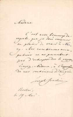 Lot #642 Joseph Joachim Autograph Letter Signed