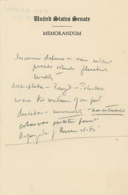 Lot #71 John F. Kennedy Handwritten Notes: "We are the victims of our past decisions" - Image 1