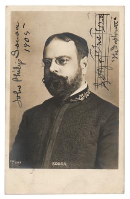 Lot #690 John Philip Sousa Signed Photograph with Autograph Musical Quotation for 'The Diplomat'