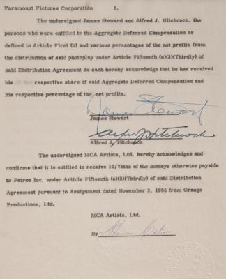 Lot #818 Alfred Hitchcock and James Stewart Signed Film Contract for Rear Window - Image 3