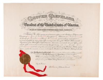 Lot #42 Grover Cleveland Document Signed as President, Appointing a Stockbridge Postmaster - Image 1
