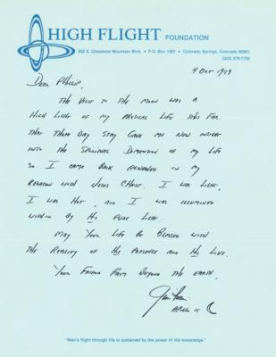 Lot #428 Jim Irwin Autograph Letter Signed on Apollo 14 and Religious Reawakening - Image 1