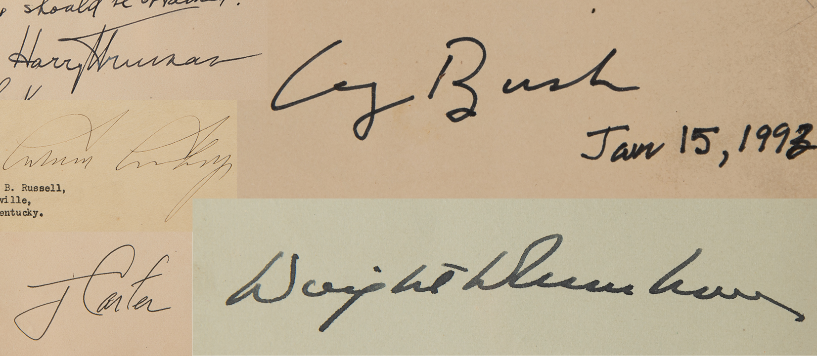 Lot #38 Six Presidential Signatures of Coolidge, Truman, Eisenhower, Nixon, Carter, and Bush, Collected as Part of a 47th United States Congress Autograph Album with (300+) Signatures - Image 1