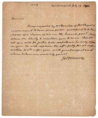 Lot #5 James Monroe Autograph Letter Signed to