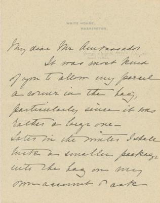 Lot #25 Theodore and Edith Roosevelt (2) Autograph Letters Signed on White House Letterhead - Image 1
