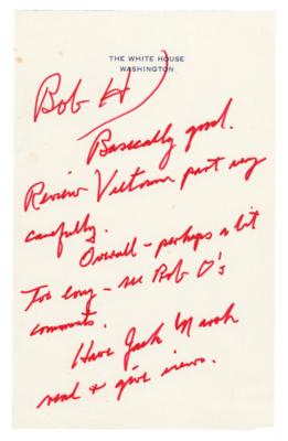 Lot #53 Gerald Ford Handwritten Note as President on Vietnam - Image 1