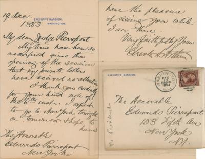 Lot #19 Chester A. Arthur Autograph Letter Signed as President