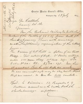 Lot #343 Montgomery Meigs Civil War-Dated Autograph Letter Signed on Confederate Troop Strengths - Image 1