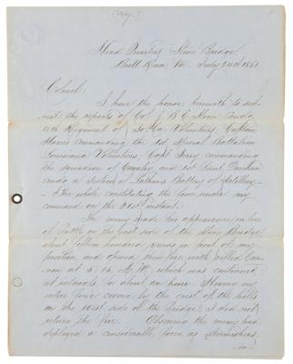 Lot #317 Battle of Bull Run: Contemporary Manuscript Report Signed by Robert H. Chilton - Image 1
