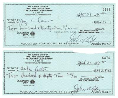 Lot #693 Johnny Cash (2) Signed Checks - Image 1