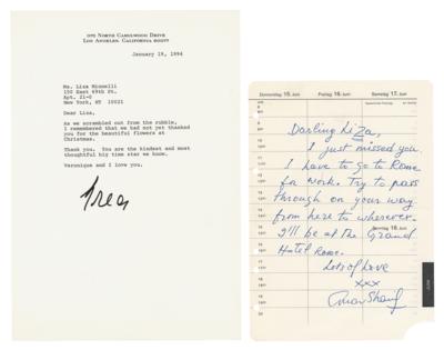 Lot #919 Gregory Peck and Omar Sharif Signed Letters to Liza Minnelli - Image 1