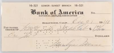 Lot #826 Marilyn Monroe Signed Check (1948) - Payable to the Hollywood Studio Club - Image 2
