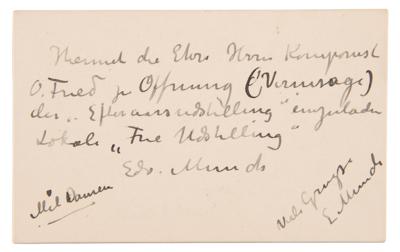 Lot #462 Edvard Munch Autograph Letter Signed Twice, Inviting Composer Oskar Fried to an Exhibition Opening - Image 1