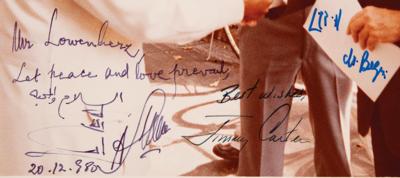 Lot #122 Jimmy Carter, Menachem Begin, and Anwar Sadat Signed Photograph from the 1978 Camp David Accords - Image 2
