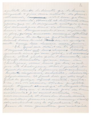 Lot #512 Simone de Beauvoir Handwritten Manuscript on Valentina Tereshkova and the Advancement of Women - Image 4